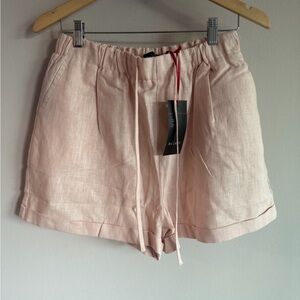 Baloot Pink 100% Ramie Elastic Waist Drawstring Cuffed Shorts B20SP-06 Womens L